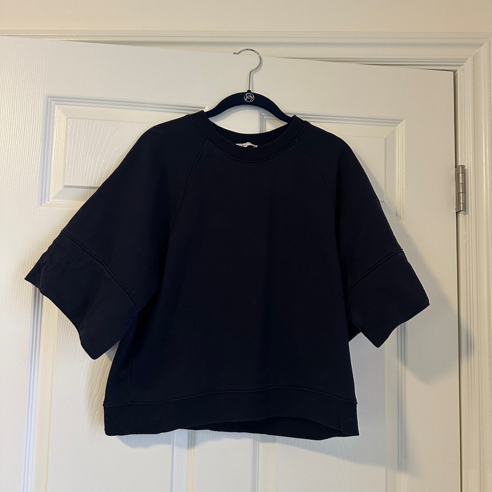 Tibi Crew Neck Easy Sweatshirt in Navy XXS - Picture 2 of 4